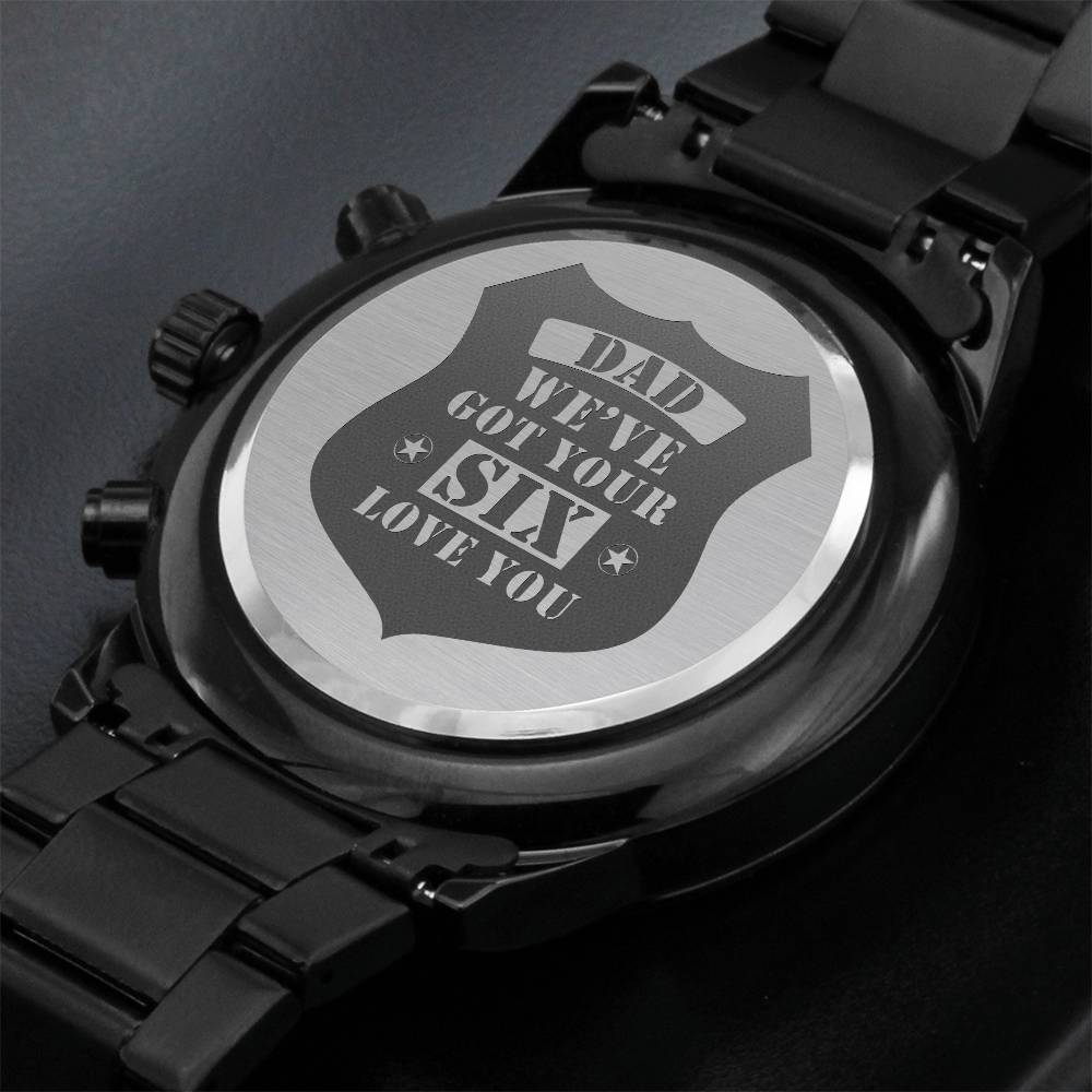 Montre Homme Gravée, On est là pour toi, Noir Charbon, Montre Cadeau