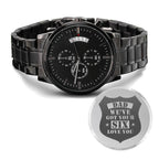 Montre Homme Gravée, On est là pour toi, Noir Charbon, Montre Cadeau