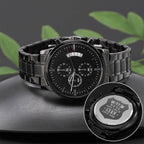 Montre Homme Gravée, On est là pour toi, Noir Charbon, Montre Cadeau