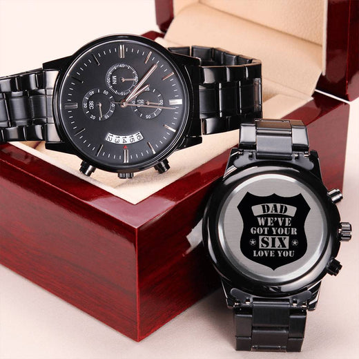 Montre Homme Gravée, On est là pour toi, Noir Charbon, Montre Cadeau