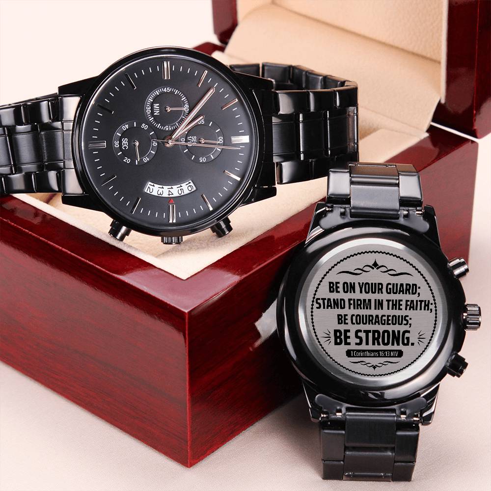 Montre pour hommes, veillez, 1 Corinthiens 16:13 NIV
