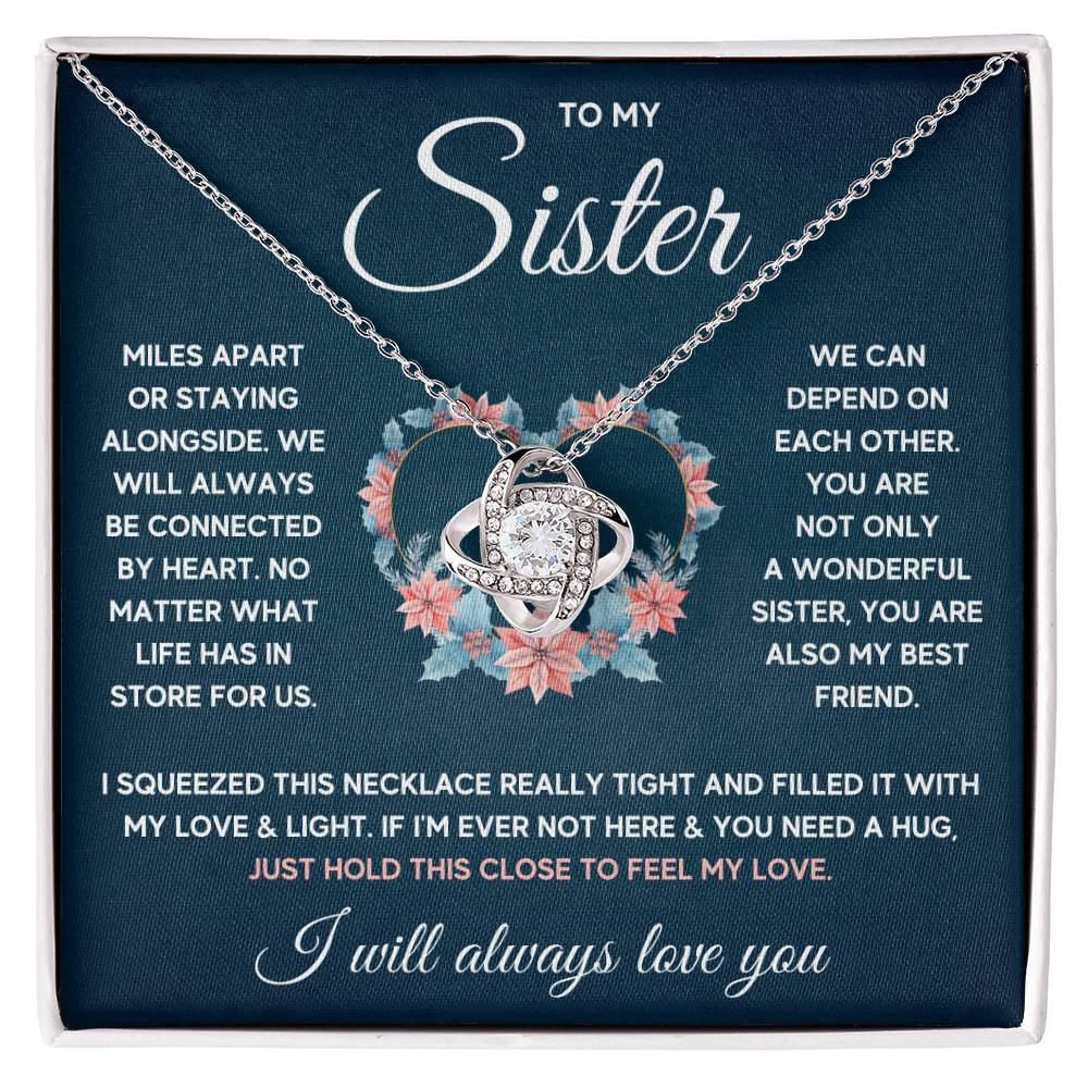 POUR MA SŒUR COLLIER NŒUD D'AMOUR SERRÉ COFFRET CADEAU