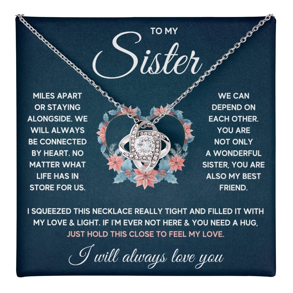 POUR MA SŒUR COLLIER NŒUD D'AMOUR SERRÉ COFFRET CADEAU