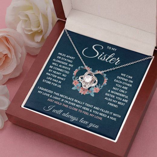POUR MA SŒUR COLLIER NŒUD D'AMOUR SERRÉ COFFRET CADEAU