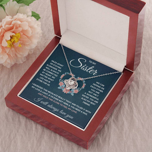 POUR MA SŒUR COLLIER NŒUD D'AMOUR SERRÉ COFFRET CADEAU