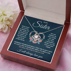 POUR MA SŒUR COLLIER NŒUD D'AMOUR SERRÉ COFFRET CADEAU