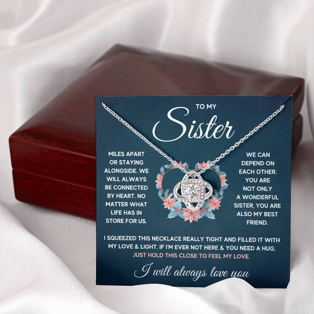 POUR MA SŒUR COLLIER NŒUD D'AMOUR SERRÉ COFFRET CADEAU