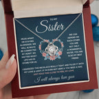POUR MA SŒUR COLLIER NŒUD D'AMOUR SERRÉ COFFRET CADEAU