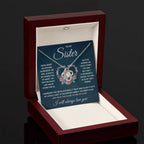 POUR MA SŒUR COLLIER NŒUD D'AMOUR SERRÉ COFFRET CADEAU