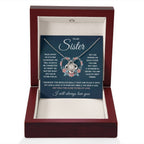 POUR MA SŒUR COLLIER NŒUD D'AMOUR SERRÉ COFFRET CADEAU
