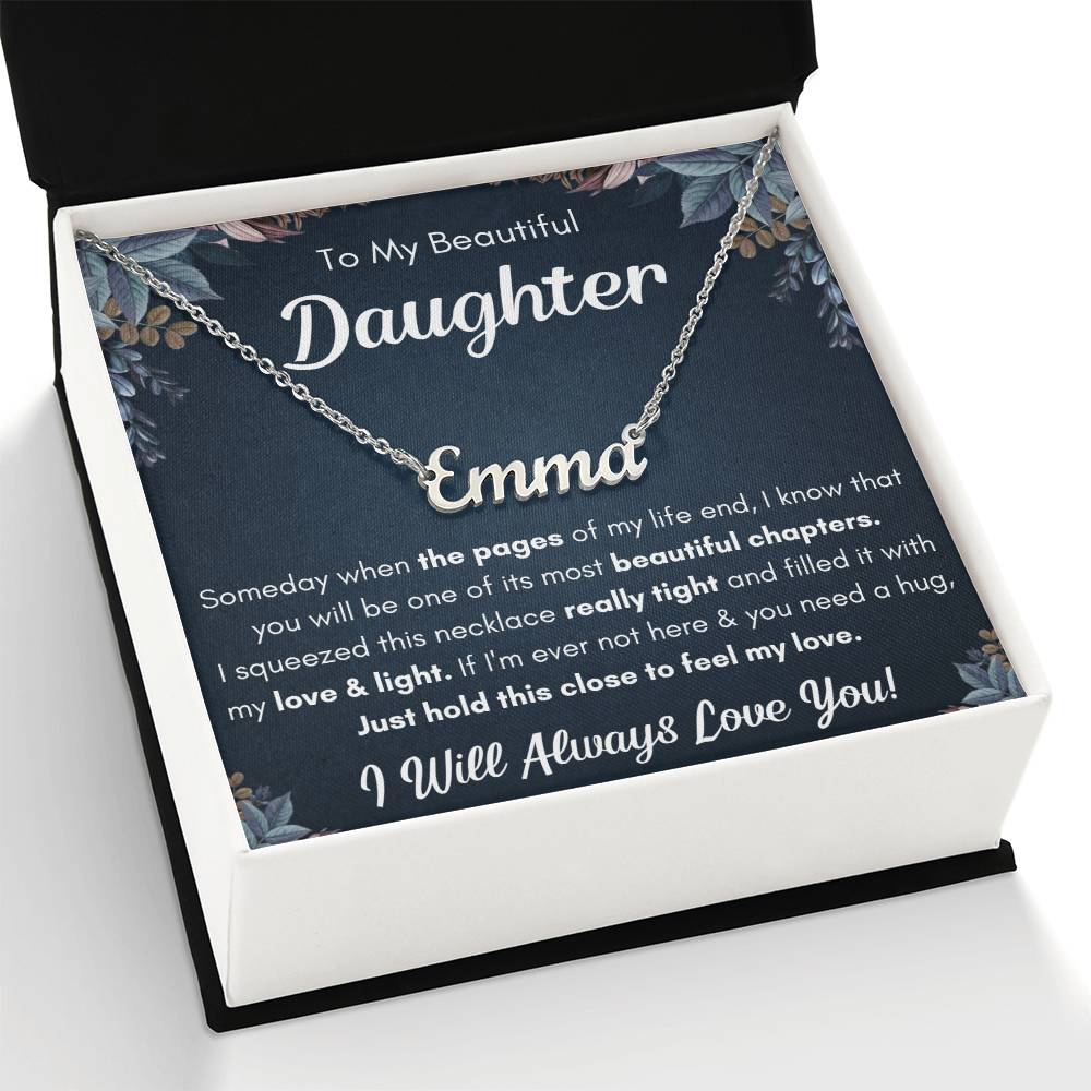 TO MY DAUGHTER CHAPTERS SQUEEZED NAME NECKLACE GIFT SET