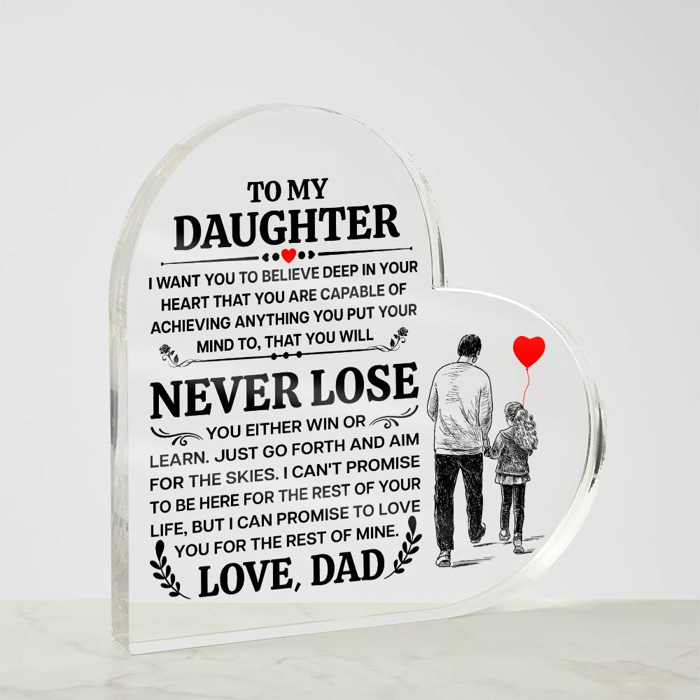 TO MY DAUGHTER PROMISE HEART ACRYLIC PLAQUE