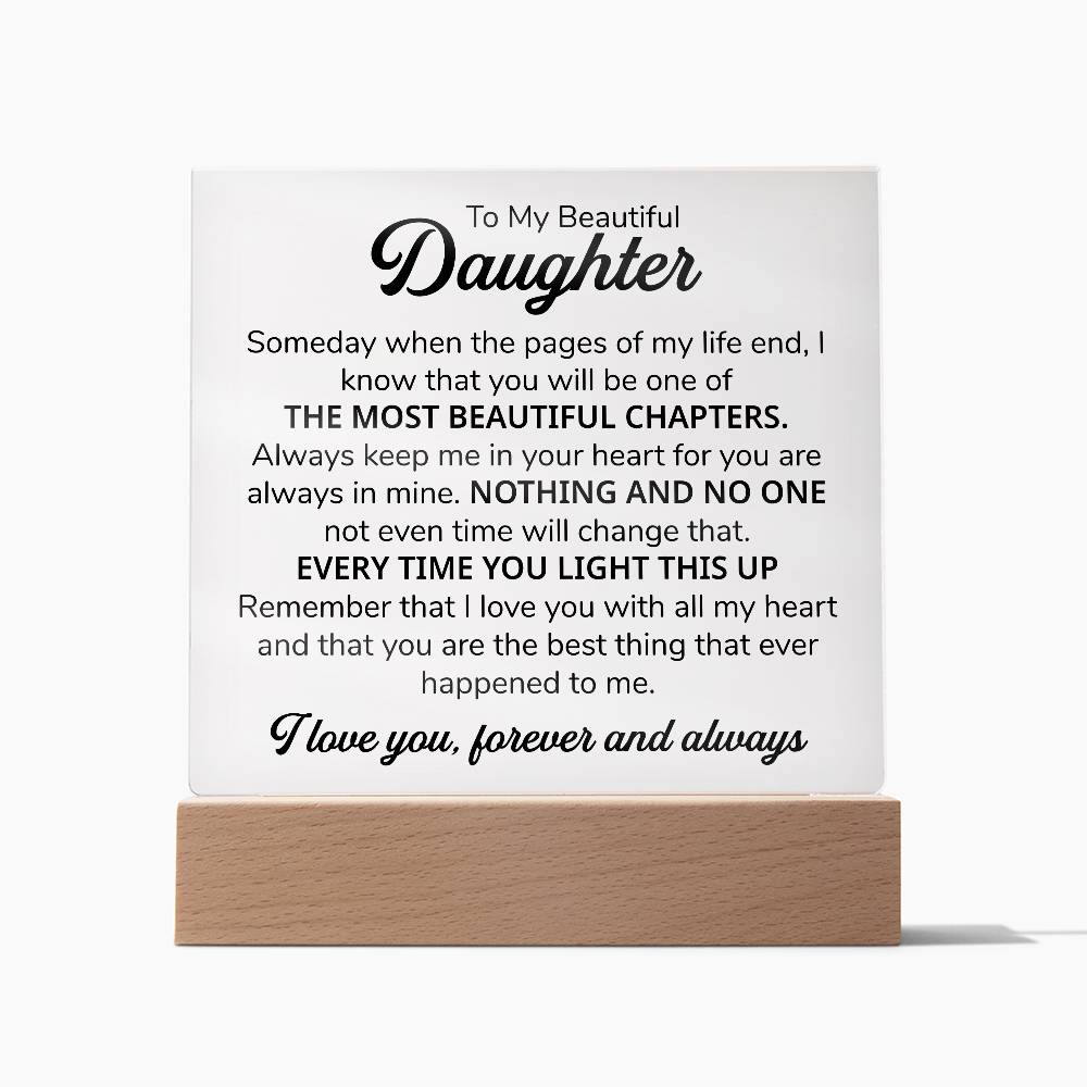 TO MY DAUGHTER CHAPITRES PLAQUE CARRÉE