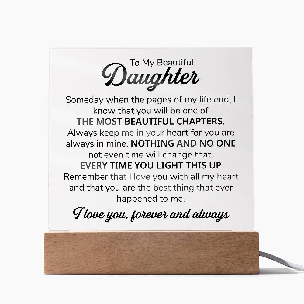 TO MY DAUGHTER CHAPITRES PLAQUE CARRÉE