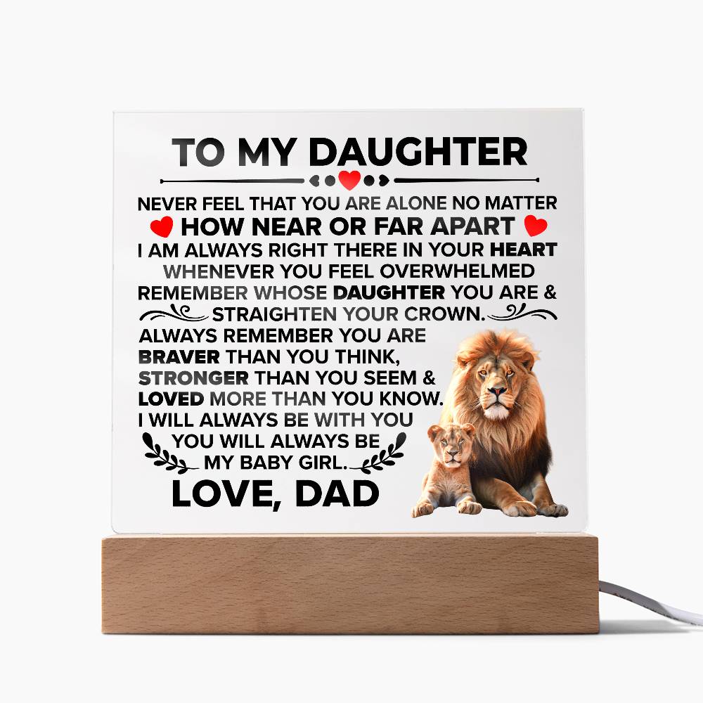 TO MY DAUGHTER BRAVER SQUARE ACRYLIC