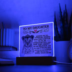 À MA FILLE PLAQUE CARRÉE EN ACRYLIQUE COURONNE DE LION