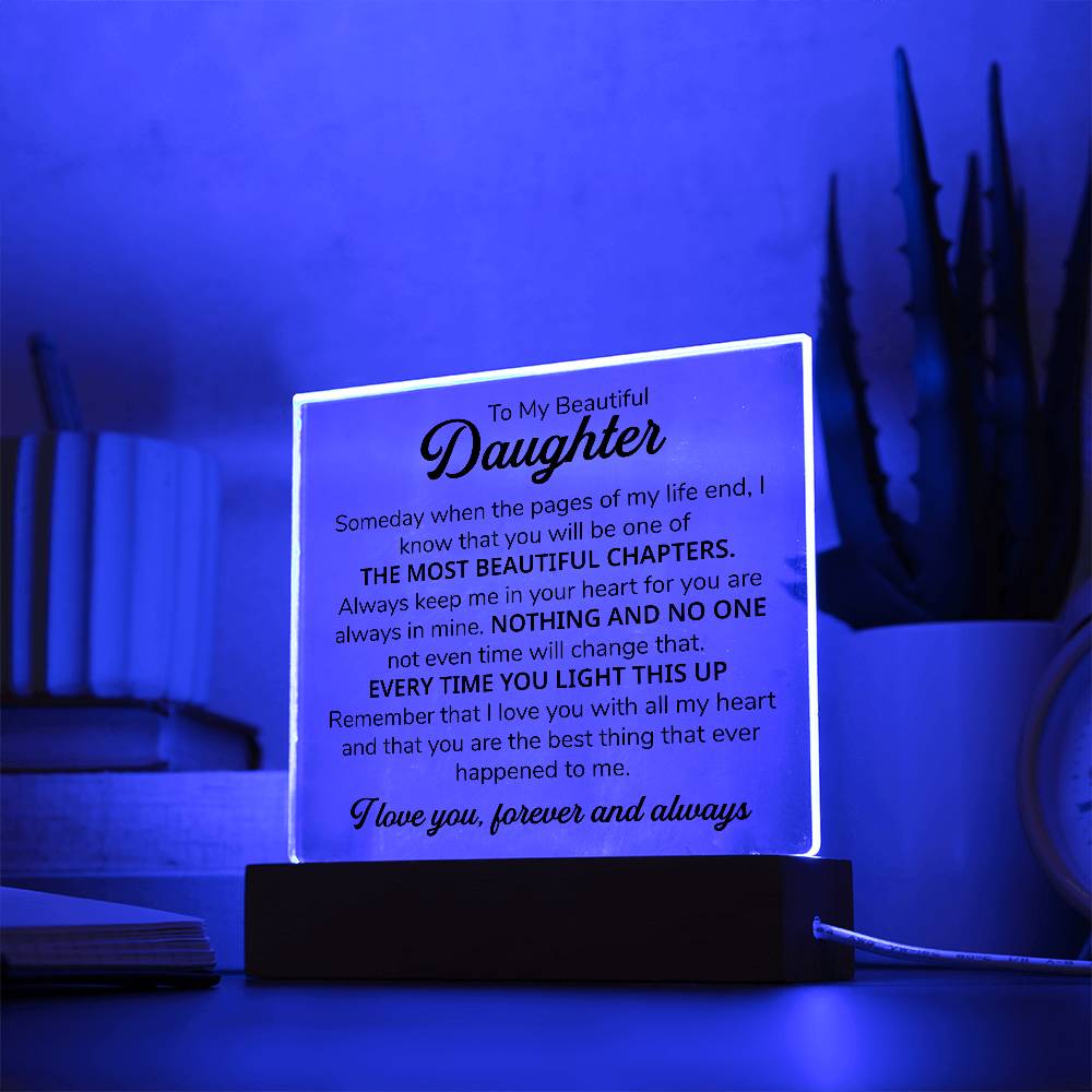 TO MY DAUGHTER CHAPITRES PLAQUE CARRÉE
