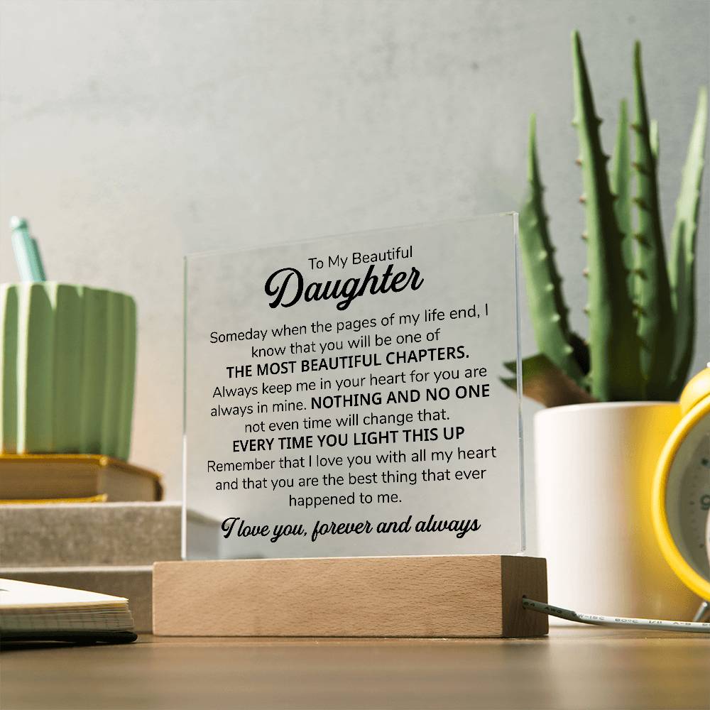 TO MY DAUGHTER CHAPITRES PLAQUE CARRÉE