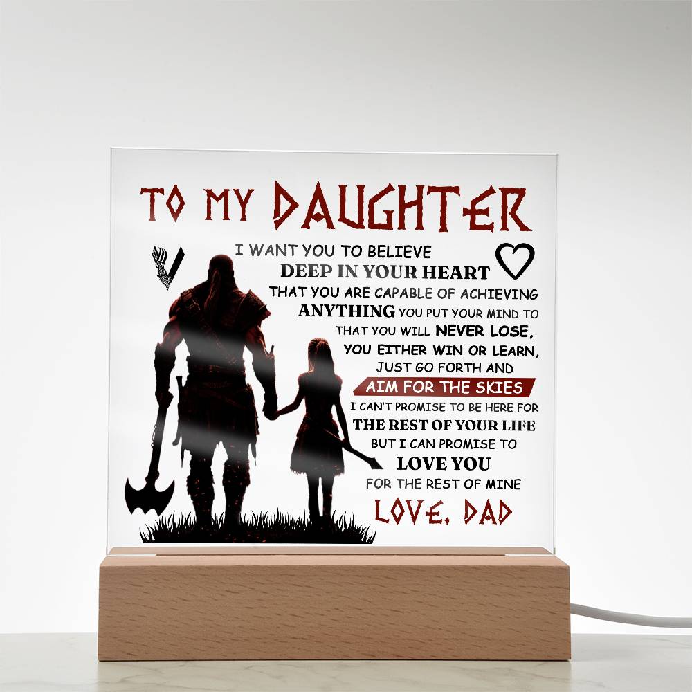 À MA FILLE PLAQUE VIKING CARRÉE EN ACRYLIQUE