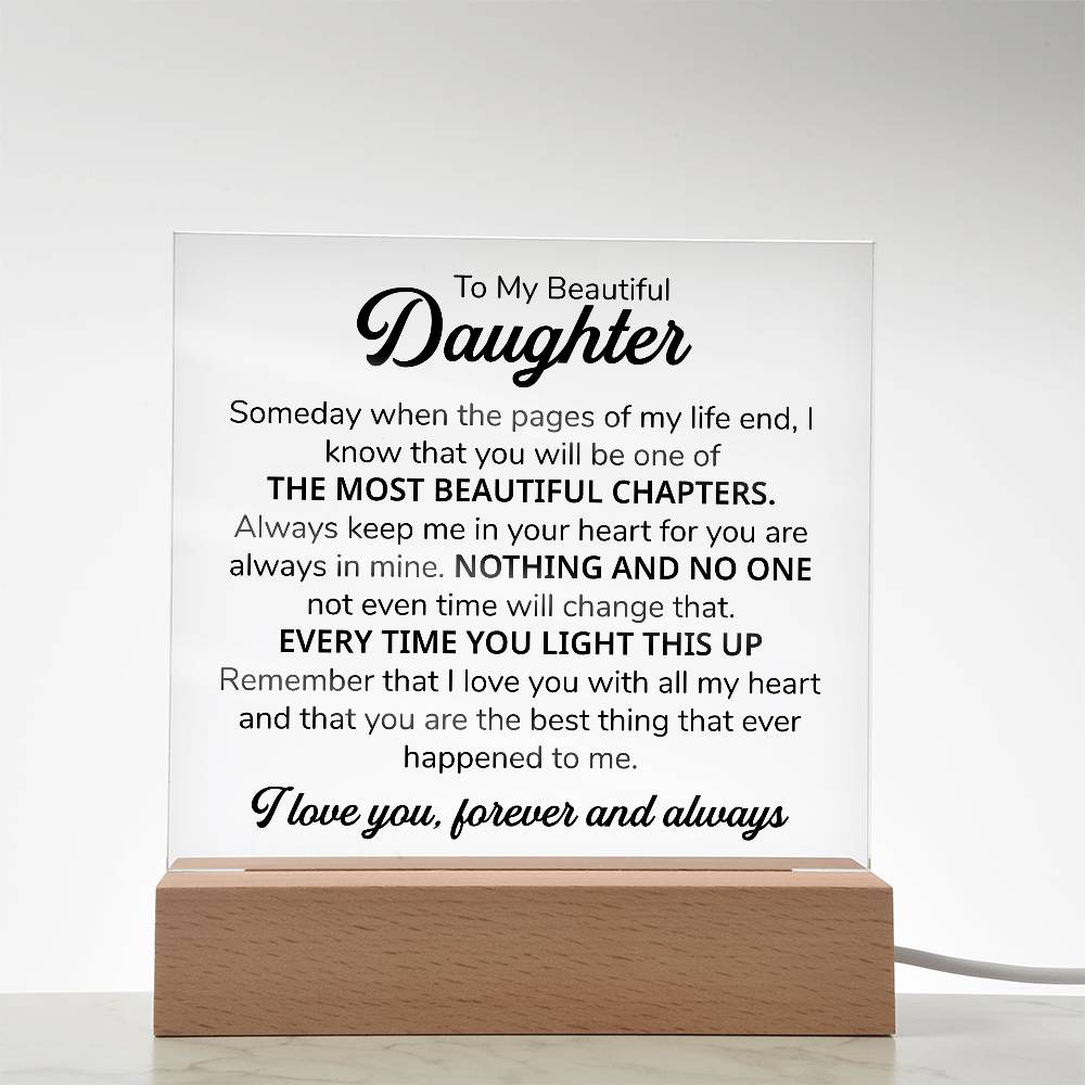 TO MY DAUGHTER CHAPITRES PLAQUE CARRÉE