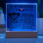 À MA FILLE PLAQUE CARRÉE EN ACRYLIQUE COURONNE DE LION