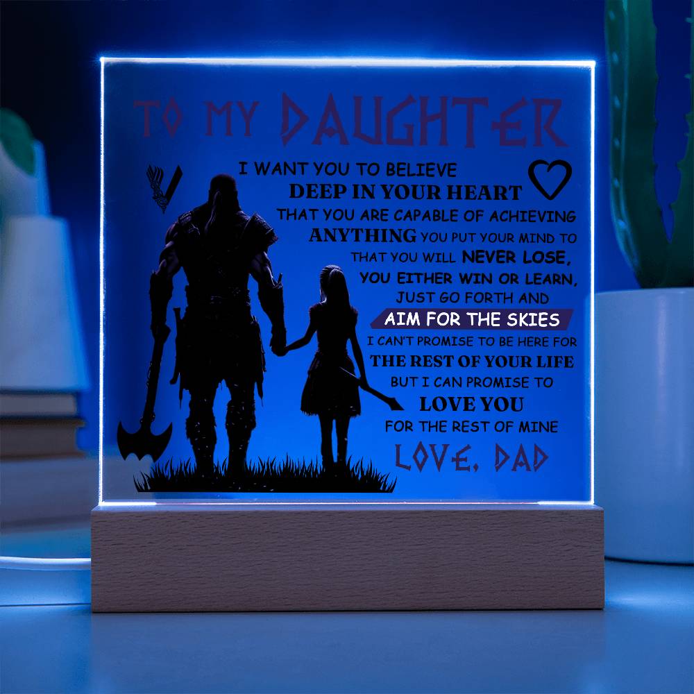 À MA FILLE PLAQUE VIKING CARRÉE EN ACRYLIQUE