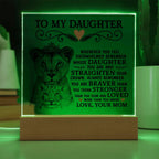 À MA FILLE PLAQUE CARRÉE EN ACRYLIQUE COURONNE DE LION