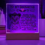 À MA FILLE PLAQUE CARRÉE EN ACRYLIQUE COURONNE DE LION