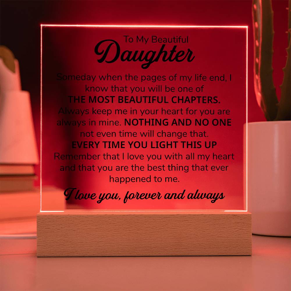 TO MY DAUGHTER CHAPITRES PLAQUE CARRÉE