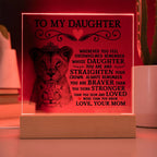 À MA FILLE PLAQUE CARRÉE EN ACRYLIQUE COURONNE DE LION