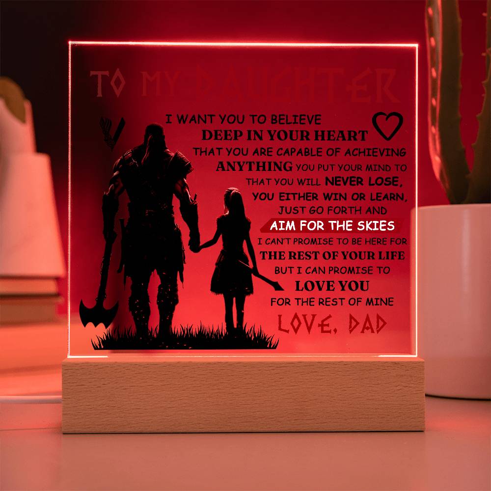 À MA FILLE PLAQUE VIKING CARRÉE EN ACRYLIQUE