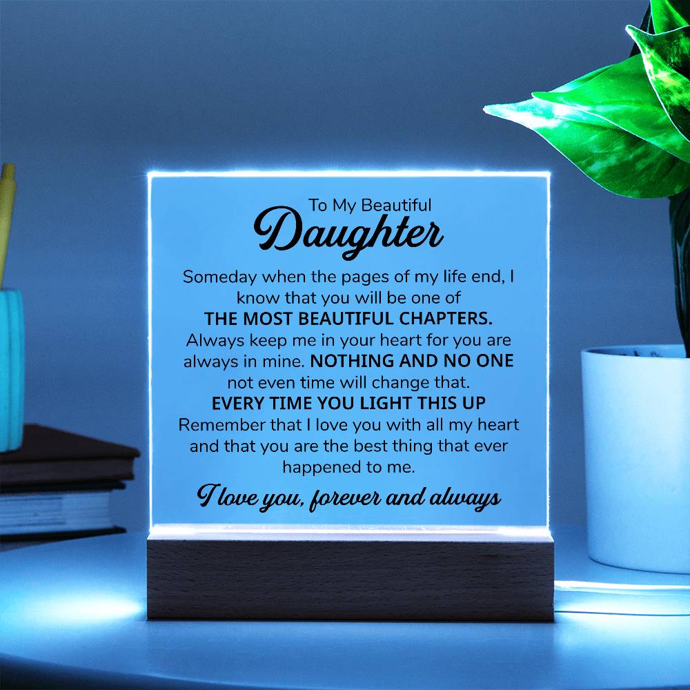 TO MY DAUGHTER CHAPITRES PLAQUE CARRÉE