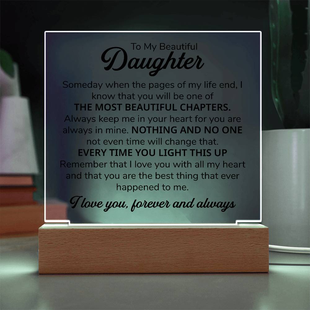 TO MY DAUGHTER CHAPITRES PLAQUE CARRÉE