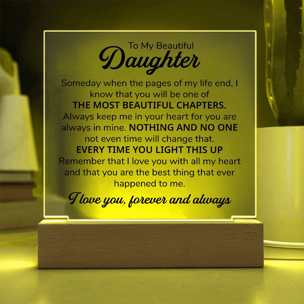 TO MY DAUGHTER CHAPITRES PLAQUE CARRÉE