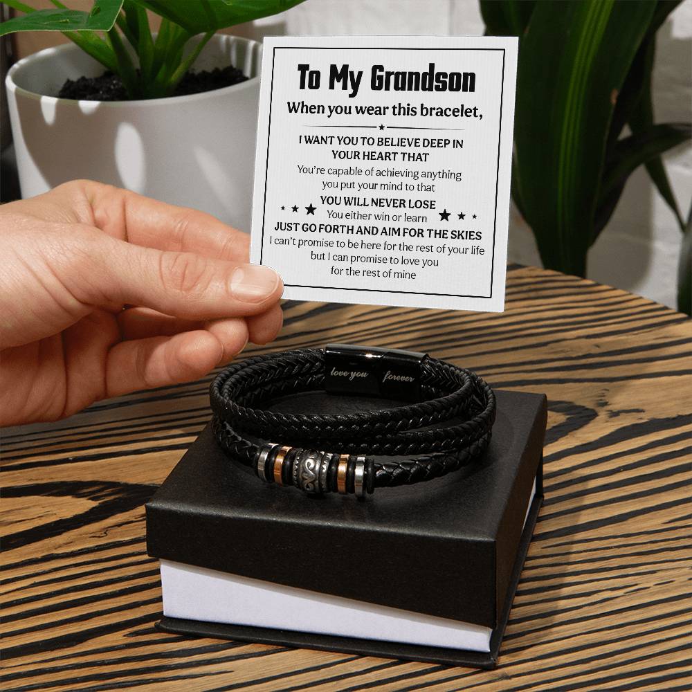 Je t'aime pour toujours À mon petit-fils Bracelet Crois profondément
