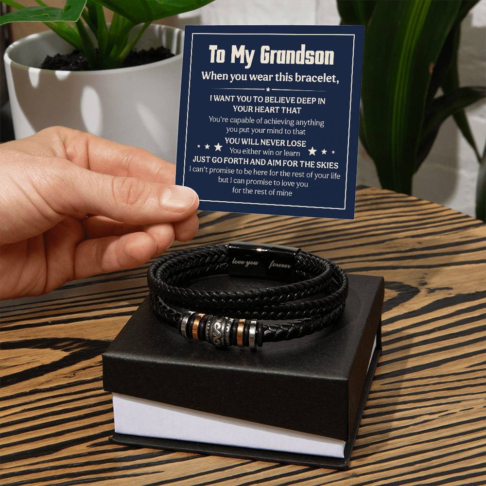 Bracelet « Je t'aimerai pour toujours » à mon petit-fils, impossible de le perdre