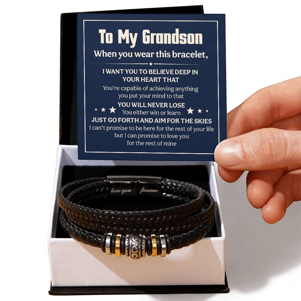 Bracelet « Je t'aimerai pour toujours » à mon petit-fils, impossible de le perdre