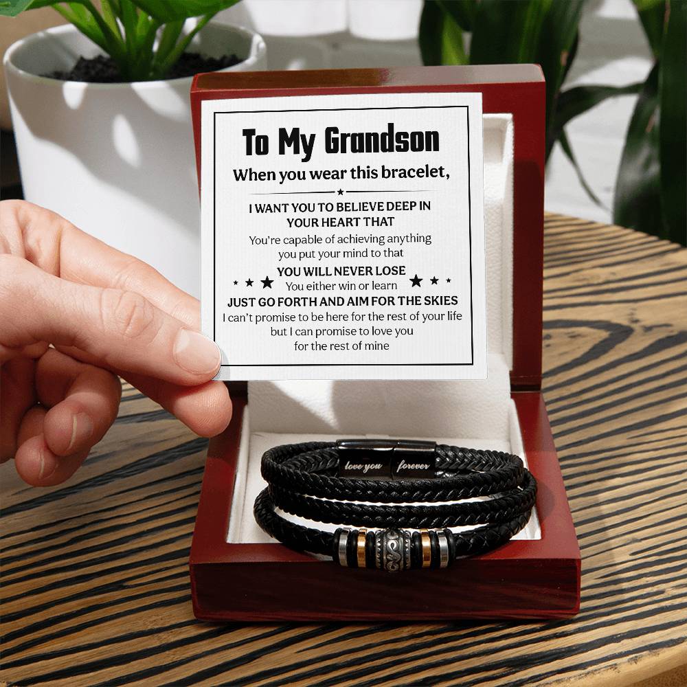 Je t'aime pour toujours À mon petit-fils Bracelet Crois profondément