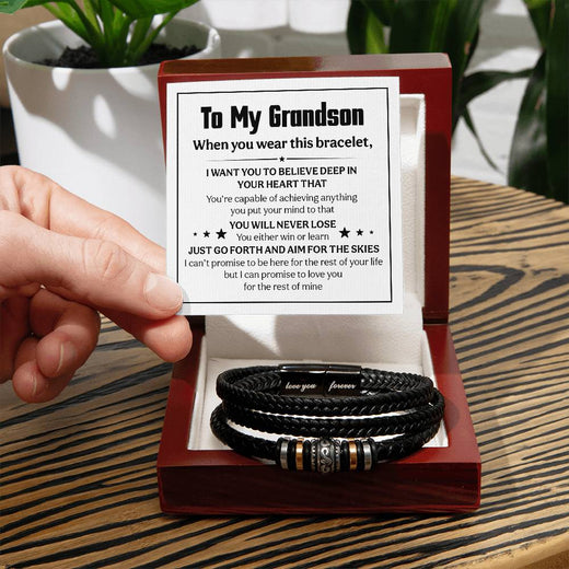Je t'aime pour toujours À mon petit-fils Bracelet Crois profondément