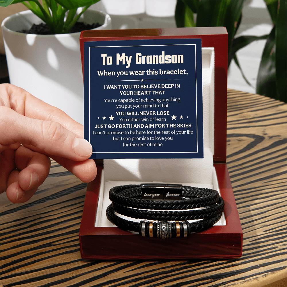Bracelet « Je t'aimerai pour toujours » à mon petit-fils, impossible de le perdre