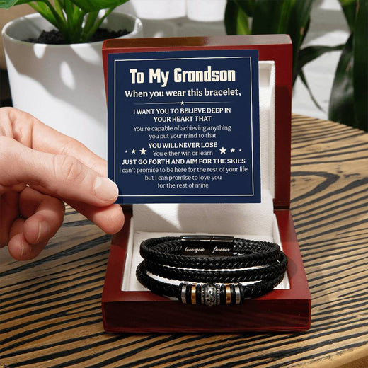 Bracelet « Je t'aimerai pour toujours » à mon petit-fils, impossible de le perdre