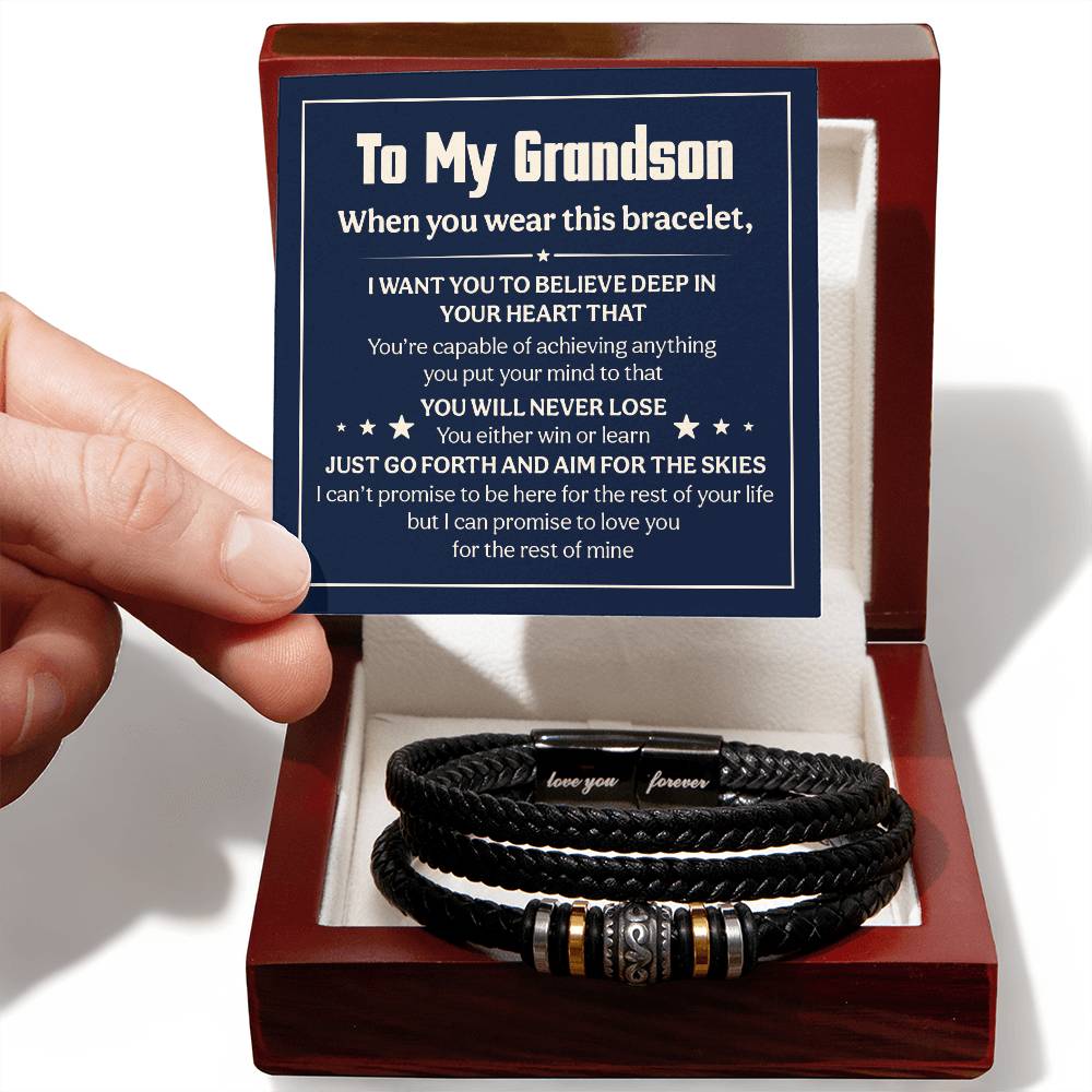 Bracelet « Je t'aimerai pour toujours » à mon petit-fils, impossible de le perdre