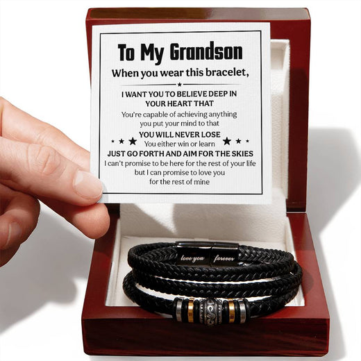 Je t'aime pour toujours À mon petit-fils Bracelet Crois profondément