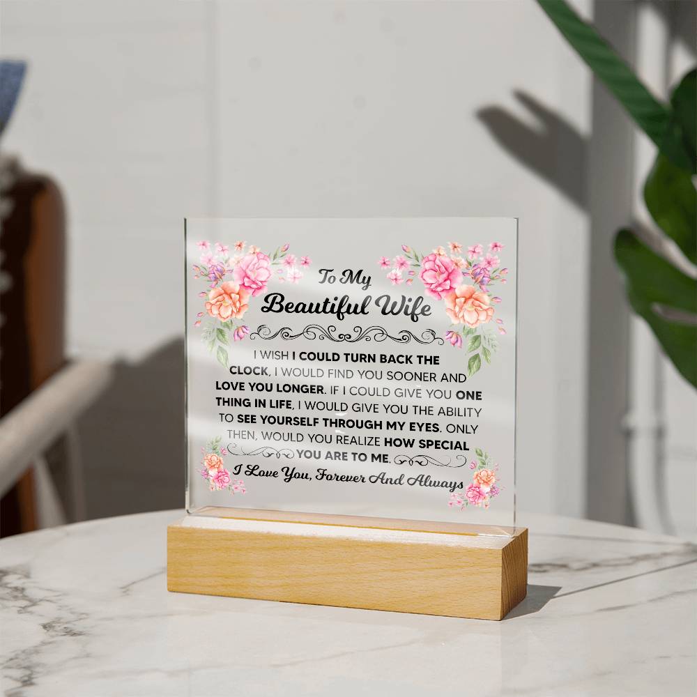 TO MY BEAUTIFUL WIFE SQUARE ACRYLIC PLAQUE 1