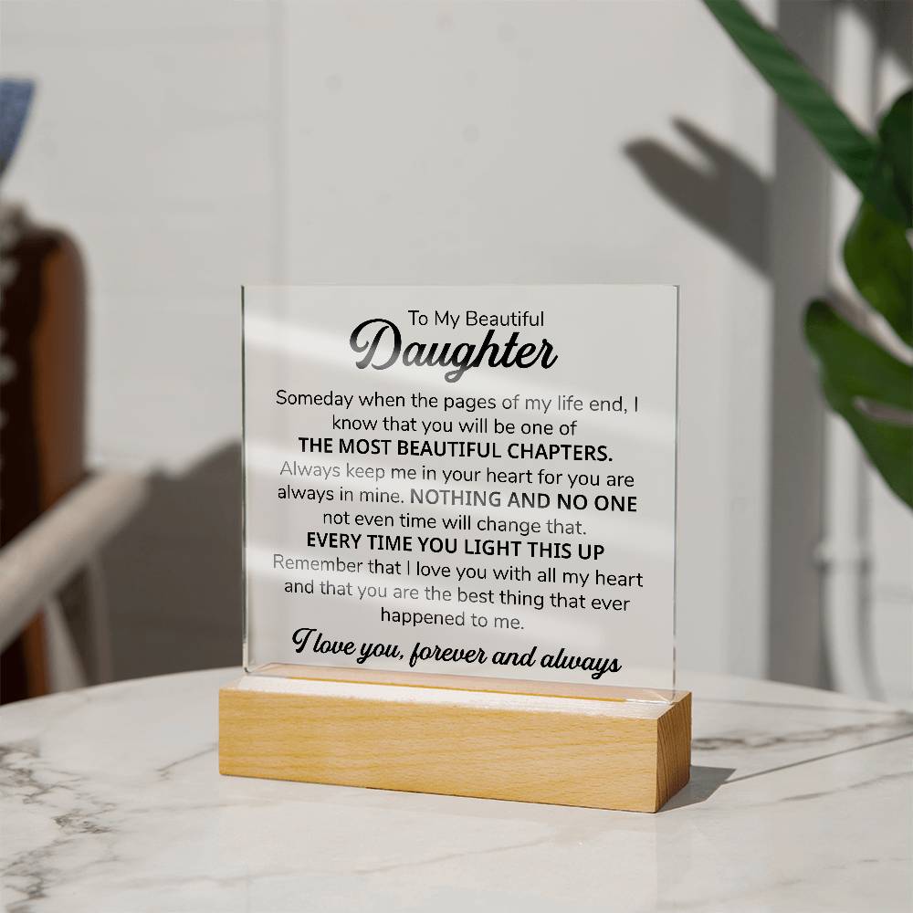 TO MY DAUGHTER CHAPITRES PLAQUE CARRÉE