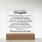 TO MY DAUGHTER CHAPITRES PLAQUE CARRÉE