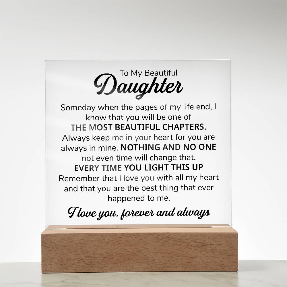 TO MY DAUGHTER CHAPITRES PLAQUE CARRÉE