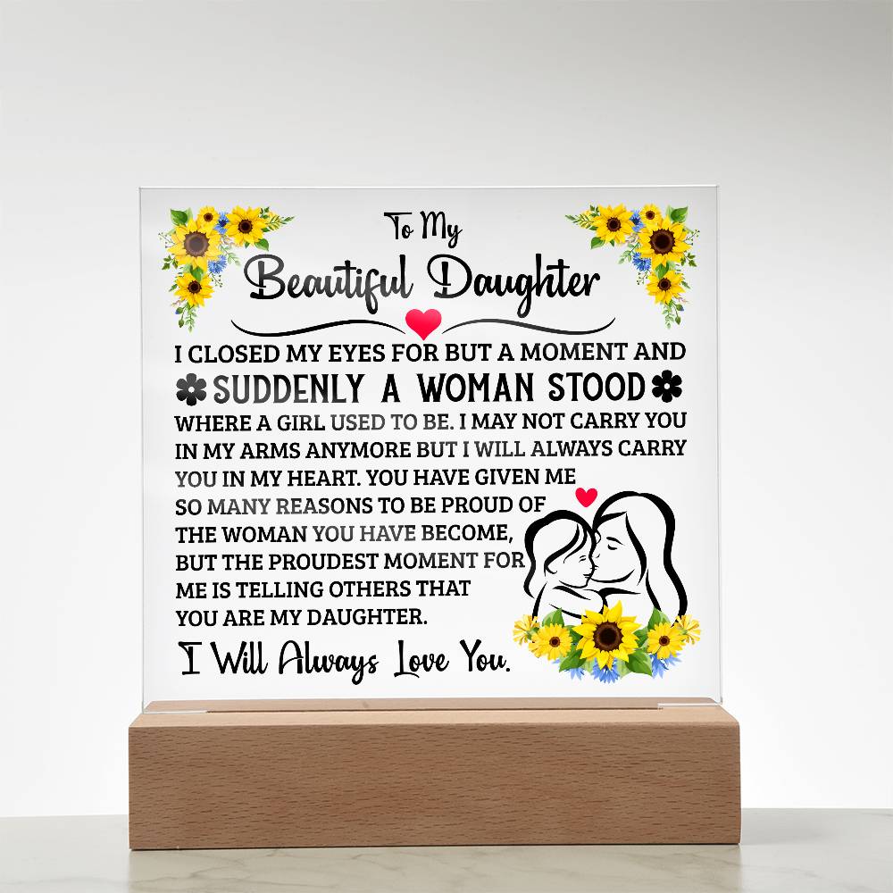 PLAQUE CARRÉE EN ACRYLIQUE À MA FILLE