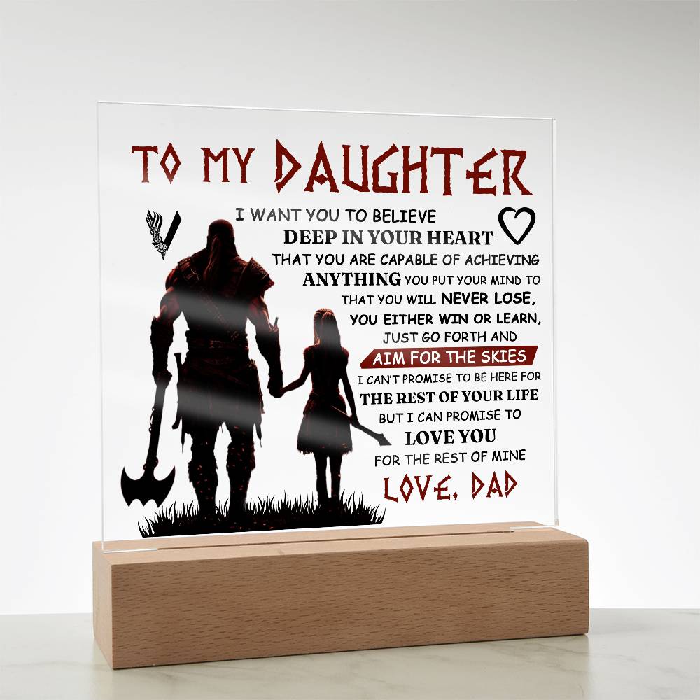À MA FILLE PLAQUE VIKING CARRÉE EN ACRYLIQUE