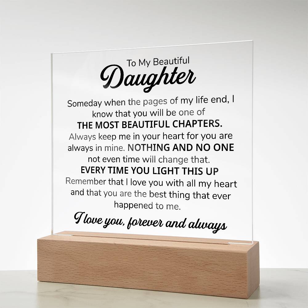TO MY DAUGHTER CHAPITRES PLAQUE CARRÉE